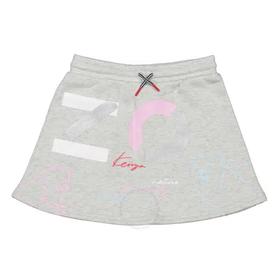 Kenzo Kids'  Girls Stone Cotton Fleece Logo Print Skirt In Gray
