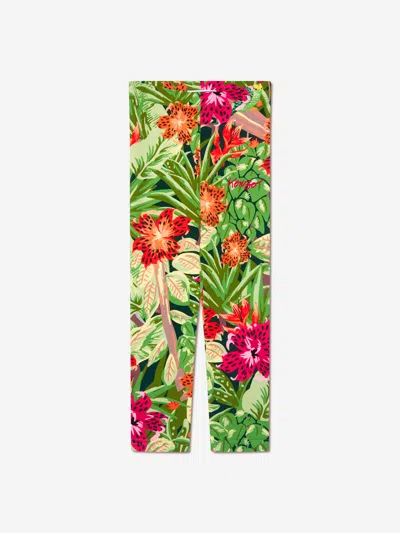 Kenzo Kids' Girls Tropical Print Leggings In Green