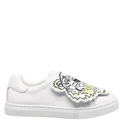 Kenzo Kid's Tiger Leather Low-top Sneakers, Baby/toddlers In White