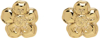 Kenzo Gold Boke Flower Earrings In Or - Gold