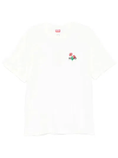 Kenzo Gots Archive Bouquet Embroidered Cotton T-shirt Clothing In White