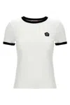 Kenzo White Crewneck T-shirt With Logo Patch On The Front And Contrasting Details In White