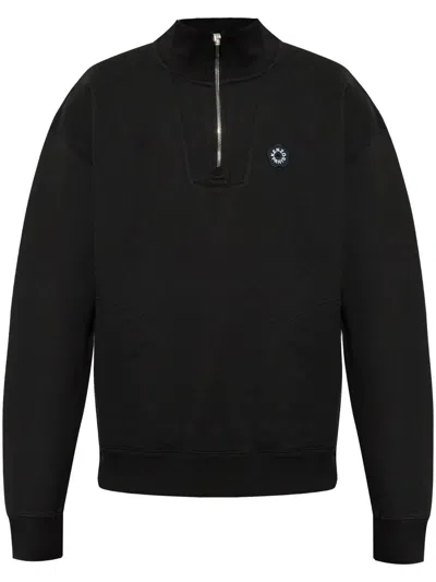 Kenzo Gots Boke Flower 2.0 Embroidered Half Zip Sweatshi Clothing In 黑色