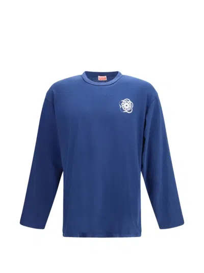 Kenzo Boke Flower 2.0 Long-sleeved Cotton T-shirt In Blue