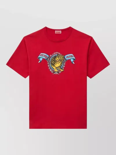 Kenzo Gots Cotton T Shirt Jumping Tiger In Red