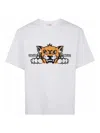 Kenzo 'gots Happy Tiger' White Crewneck T-shirt With Maxi Logo Embroidery On The Front And Logo Lettering In Blanco