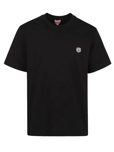 Kenzo Gots Happy Tiger Embroidered Classic Tshirt In Black