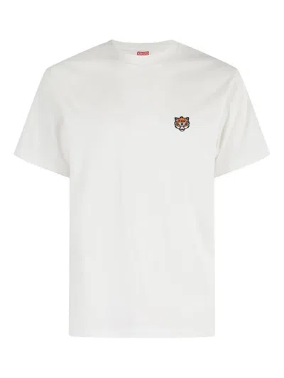 Kenzo Gots  Happy Tiger Embroidered Classic Tshirt In White