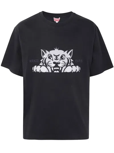 Kenzo "gots Happy Tiger" Embroidered Oversize Tshirt Clothing