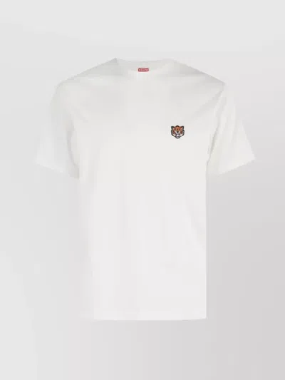 Kenzo Gots Happy Tiger Embroidered Tshirt With Short Sleeves