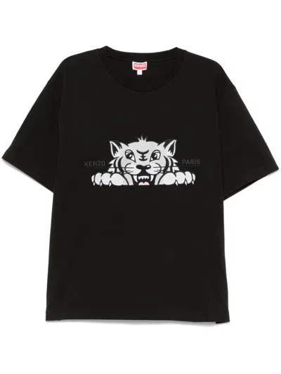Kenzo Lightweight Jersey T-shirt With Unique Shoulder Inserts In Black