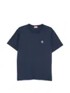 Kenzo Tulip Embroidered Cotton T-shirt In Blue