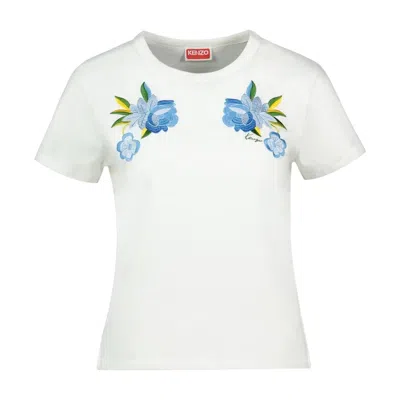 Kenzo Cropped Crew Neck Top Short Sleeves In White