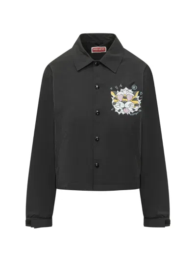 Kenzo Graphic Coach Jacket In Black
