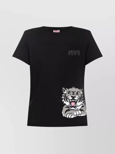 KENZO GRAPHIC CREW NECK TOP WITH SHORT SLEEVES