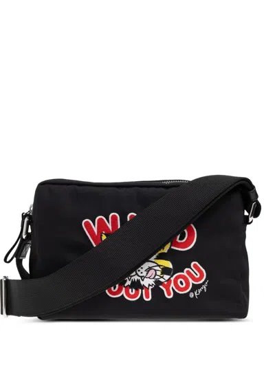 Kenzo Graphic-embroidered Messenger Bag In Black