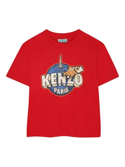 Kenzo Graphic-logo T-shirt In Red