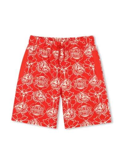 Kenzo Kids' Graphic-print Bermuda Shorts In Red