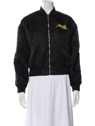 Pre-owned Kenzo Graphic Print Bomber Jacket In Black