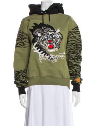 Pre-owned Kenzo Graphic Print Bomber Jacket In Green