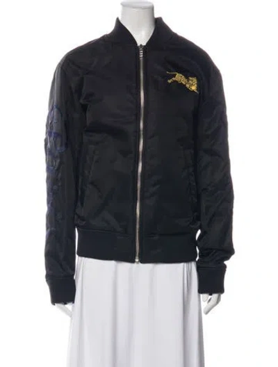 Pre-owned Kenzo Graphic Print Bomber Jacket W/ Tags In Black/blue