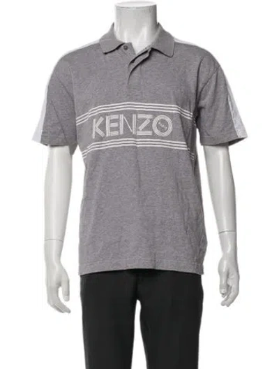 Pre-owned Kenzo Graphic Print Collar Polo Shirt In Grey