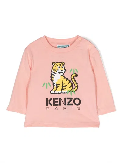 Kenzo Babies' Graphic-print Cotton Sweatshirt In 43g Pink