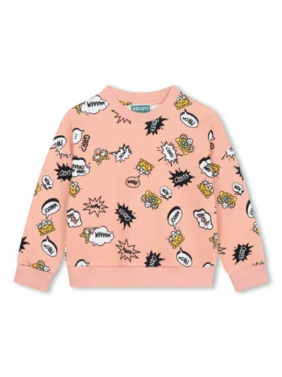 Kenzo Kids' Graphic-print Cotton Sweatshirt In Pink