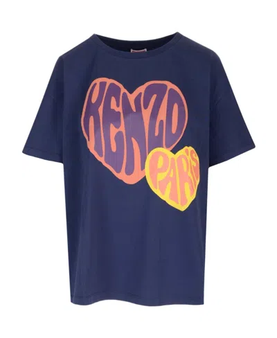 Kenzo Graphic-print Cotton T-shirt In Blue