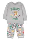 Kenzo Graphic-print Cotton Track Suit In Grey
