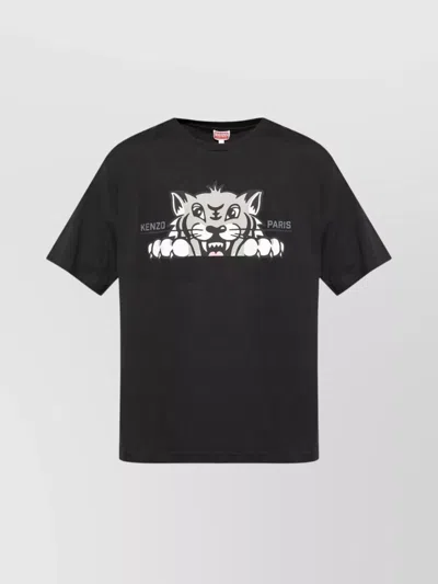 KENZO GRAPHIC PRINT CREW NECK COTTON T-SHIRT