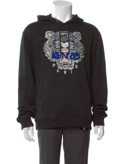 Pre-owned Kenzo Graphic Print Crew Neck Hoodie In Black