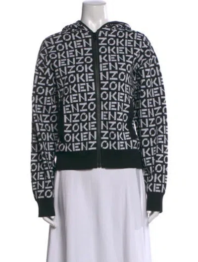 Pre-owned Kenzo Graphic Print Crew Neck Hoodie In Black