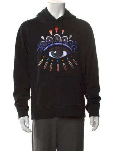 Pre-owned Kenzo Graphic Print Crew Neck Hoodie In Black