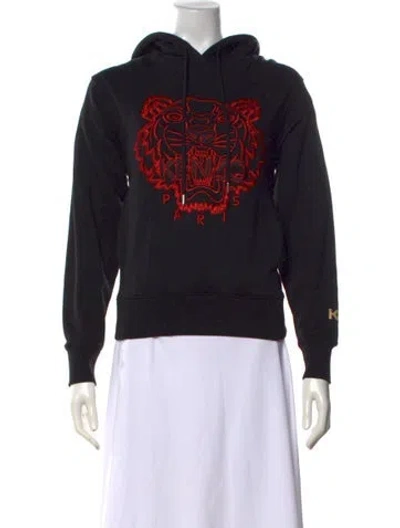 Pre-owned Kenzo Graphic Print Crew Neck Hoodie In Black