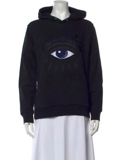 Pre-owned Kenzo Graphic Print Crew Neck Hoodie In Black