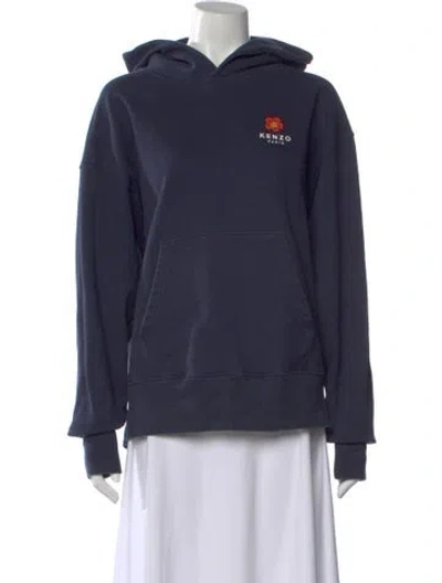 Pre-owned Kenzo Graphic Print Crew Neck Hoodie In Blue