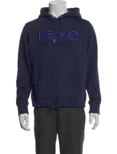Pre-owned Kenzo Graphic Print Crew Neck Hoodie In Blue