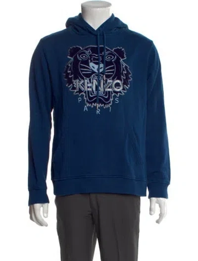 Pre-owned Kenzo Graphic Print Crew Neck Hoodie In Blue