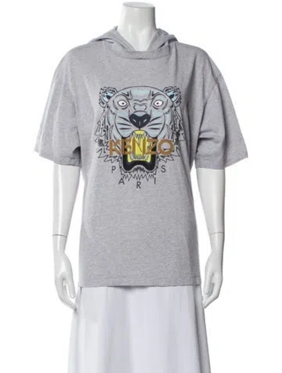 Pre-owned Kenzo Graphic Print Crew Neck Hoodie In Gray