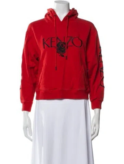 Pre-owned Kenzo Graphic Print Crew Neck Hoodie In Red