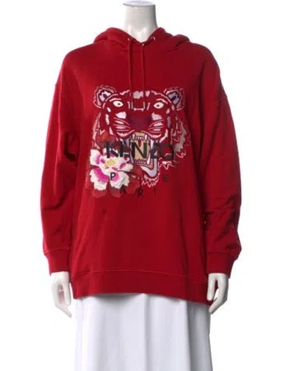 Pre-owned Kenzo Graphic Print Crew Neck Hoodie In Red