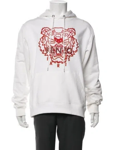 Pre-owned Kenzo Graphic Print Crew Neck Hoodie In White