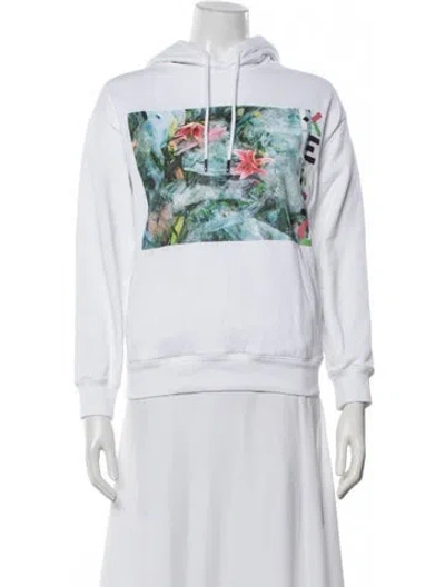 Pre-owned Kenzo Graphic Print Crew Neck Hoodie In White