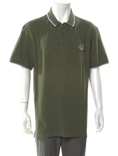 Pre-owned Kenzo Graphic Print Crew Neck Polo Shirt In Green