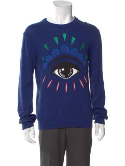 Pre-owned Kenzo Graphic Print Crew Neck Pullover In Blue