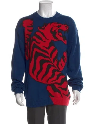 Pre-owned Kenzo Graphic Print Crew Neck Pullover In Blue