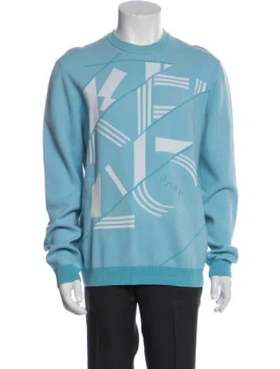 Pre-owned Kenzo Graphic Print Crew Neck Pullover In Blue