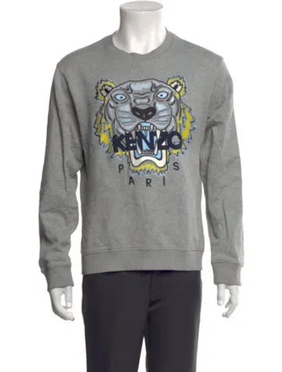Pre-owned Kenzo Graphic Print Crew Neck Pullover In Grey