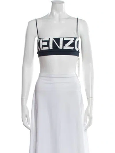 Pre-owned Kenzo Graphic Print Crew Neck Sports Bra In Purple